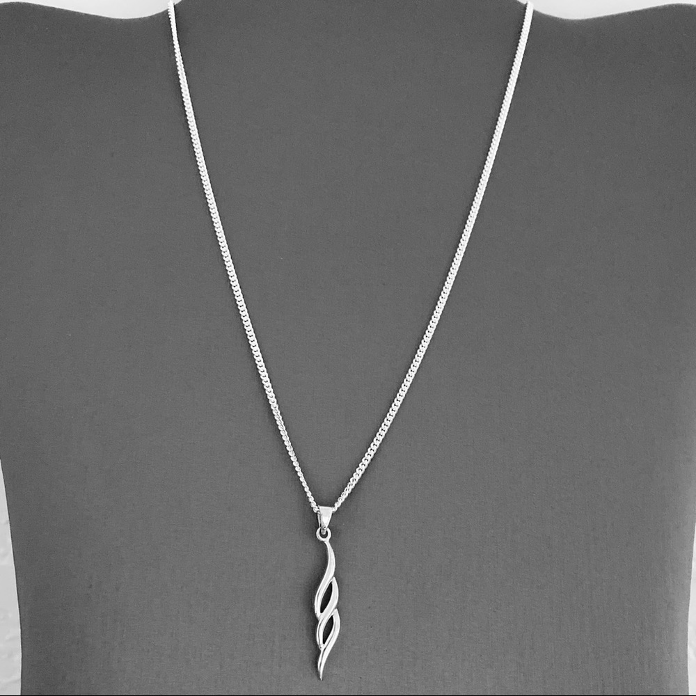 Sterling Silver Double Twist Dangle Necklace - image 3